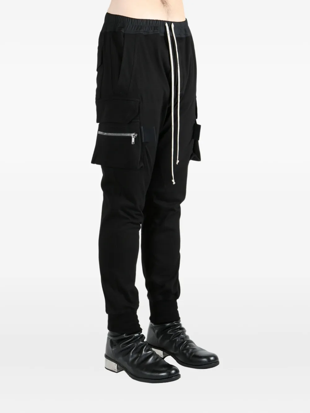 Rick Owens zip-pocket drawstring trousers Zwart