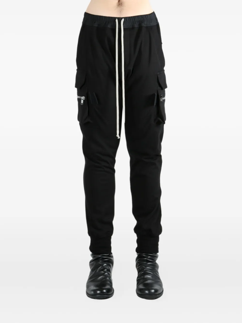 Rick Owens zip-pocket drawstring trousers Zwart