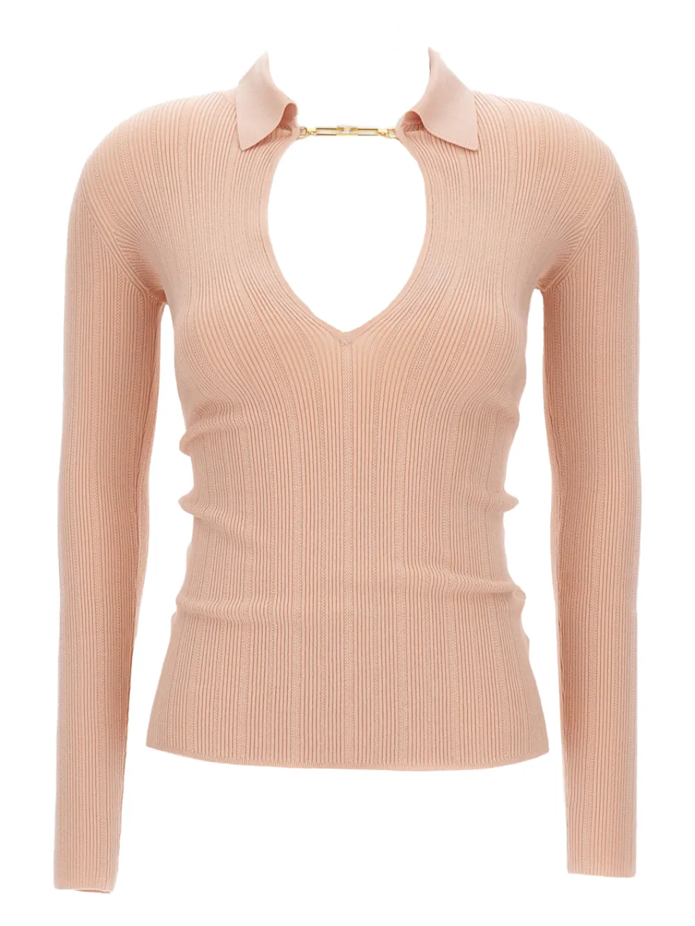Elisabetta Franchi Gerippter Pullover mit Polokragen - Rosa