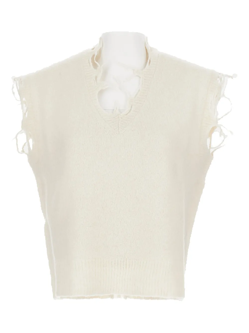 Haikure frayed V-neck top Wit