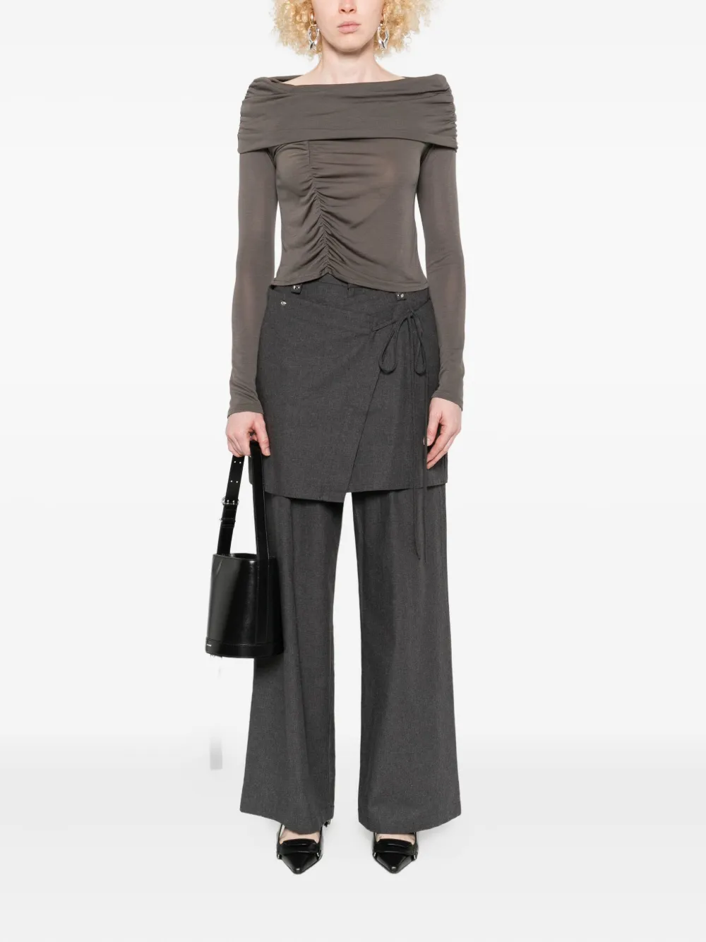 Alohas Wrap-front Trousers In Gray