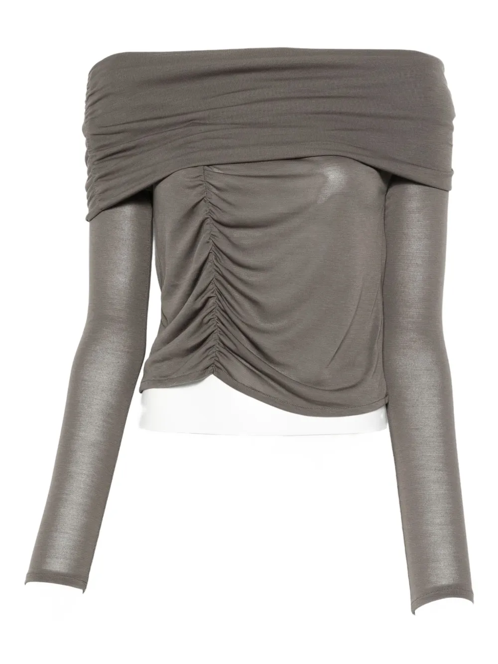 Alohas Off-shoulder Ruched Top In Brown