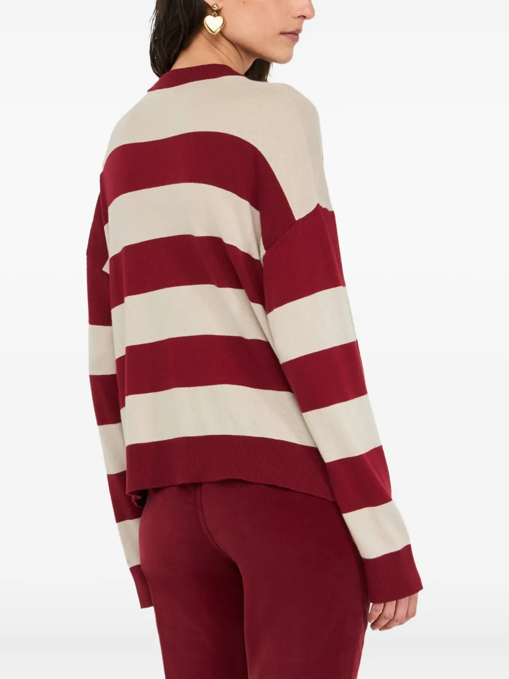 LIU JO striped patch-embellished cardigan Rood