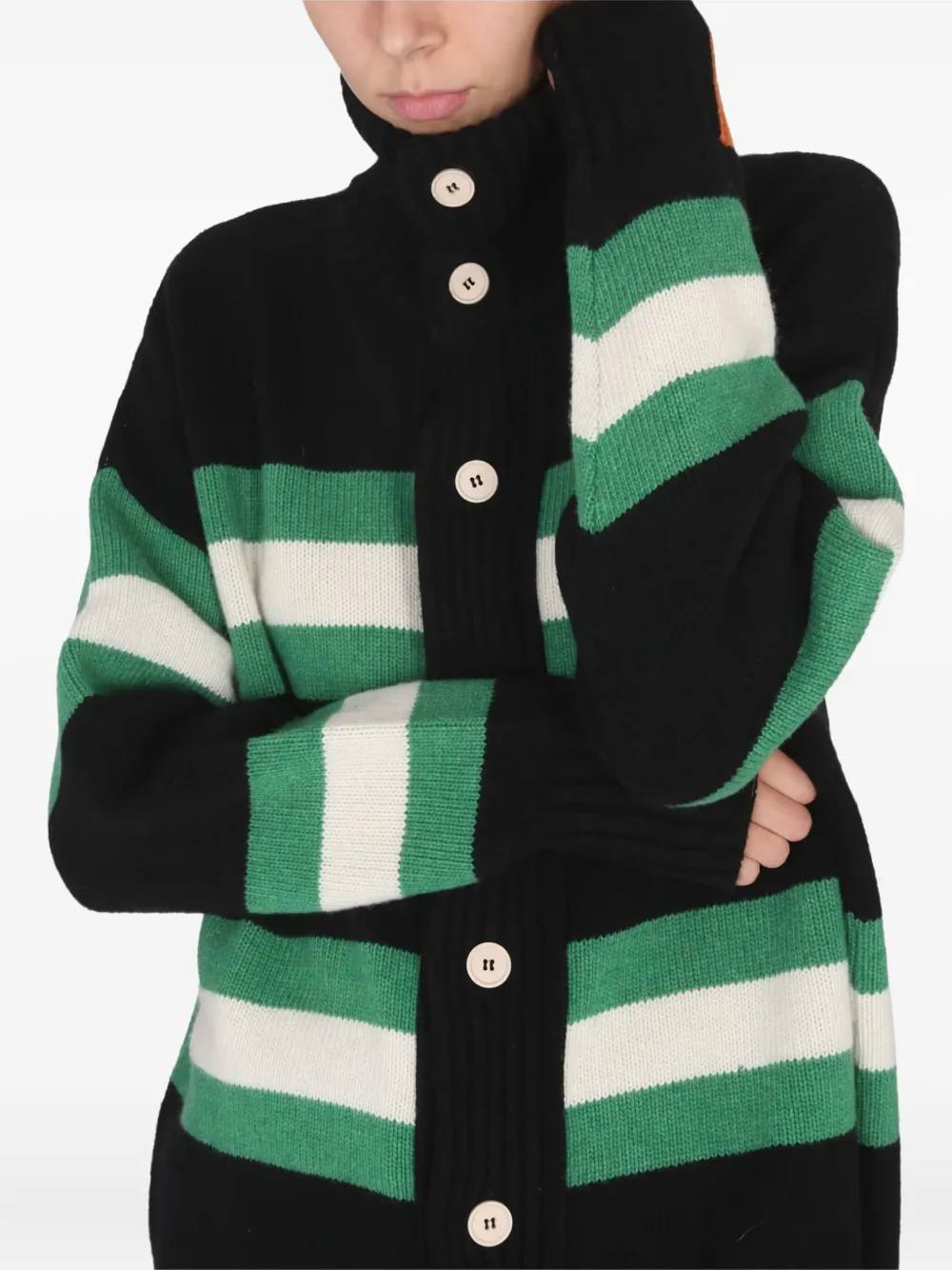 RIGHT FOR Gestreept vest met knopen Zwart