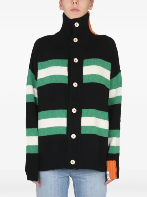 RIGHT FOR striped buttoned cardigan