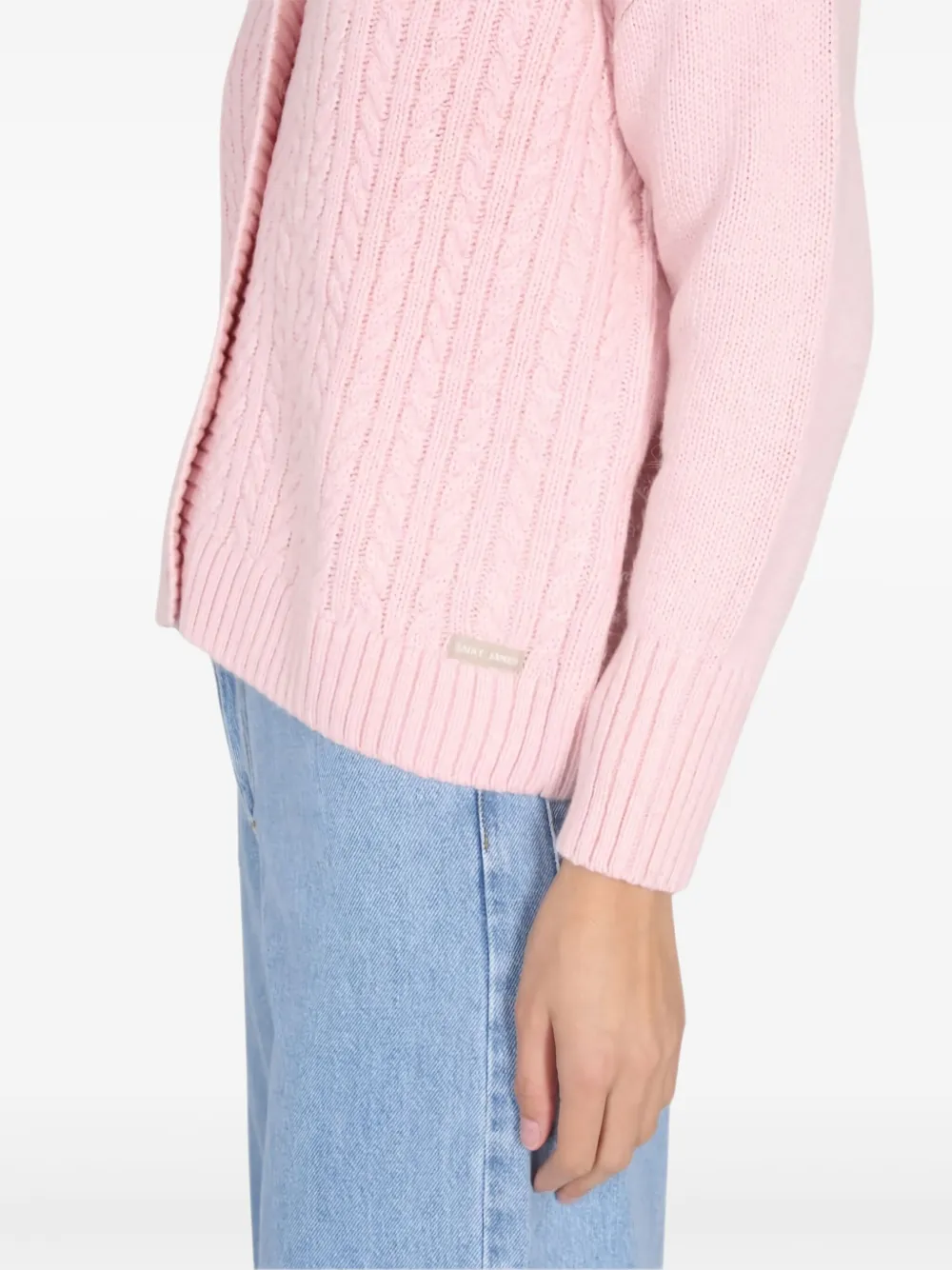 Saint James Cable-knit Buttoned Cardigan In Pink