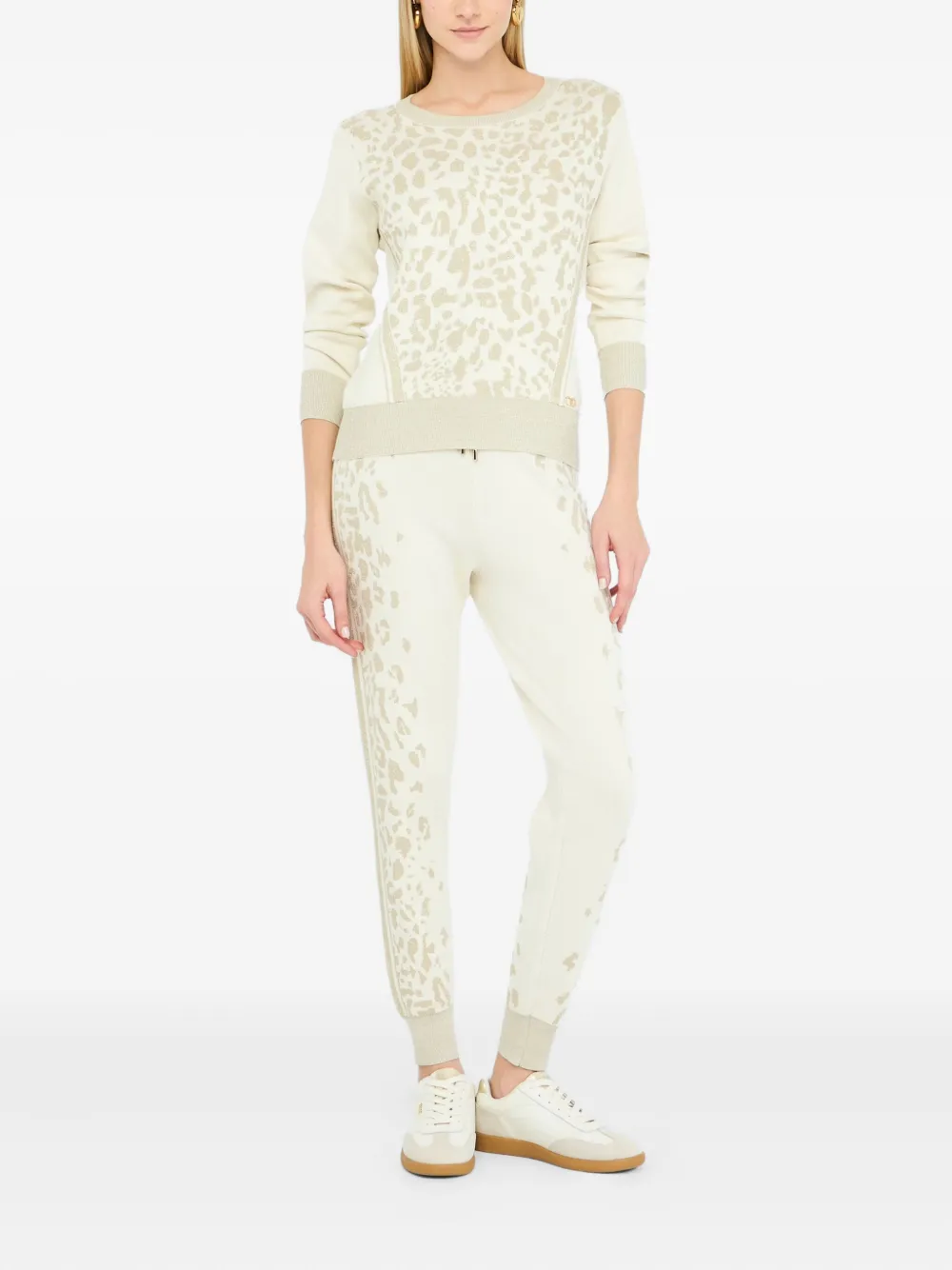 LIU JO Trui met dierenprint en jacquard Wit