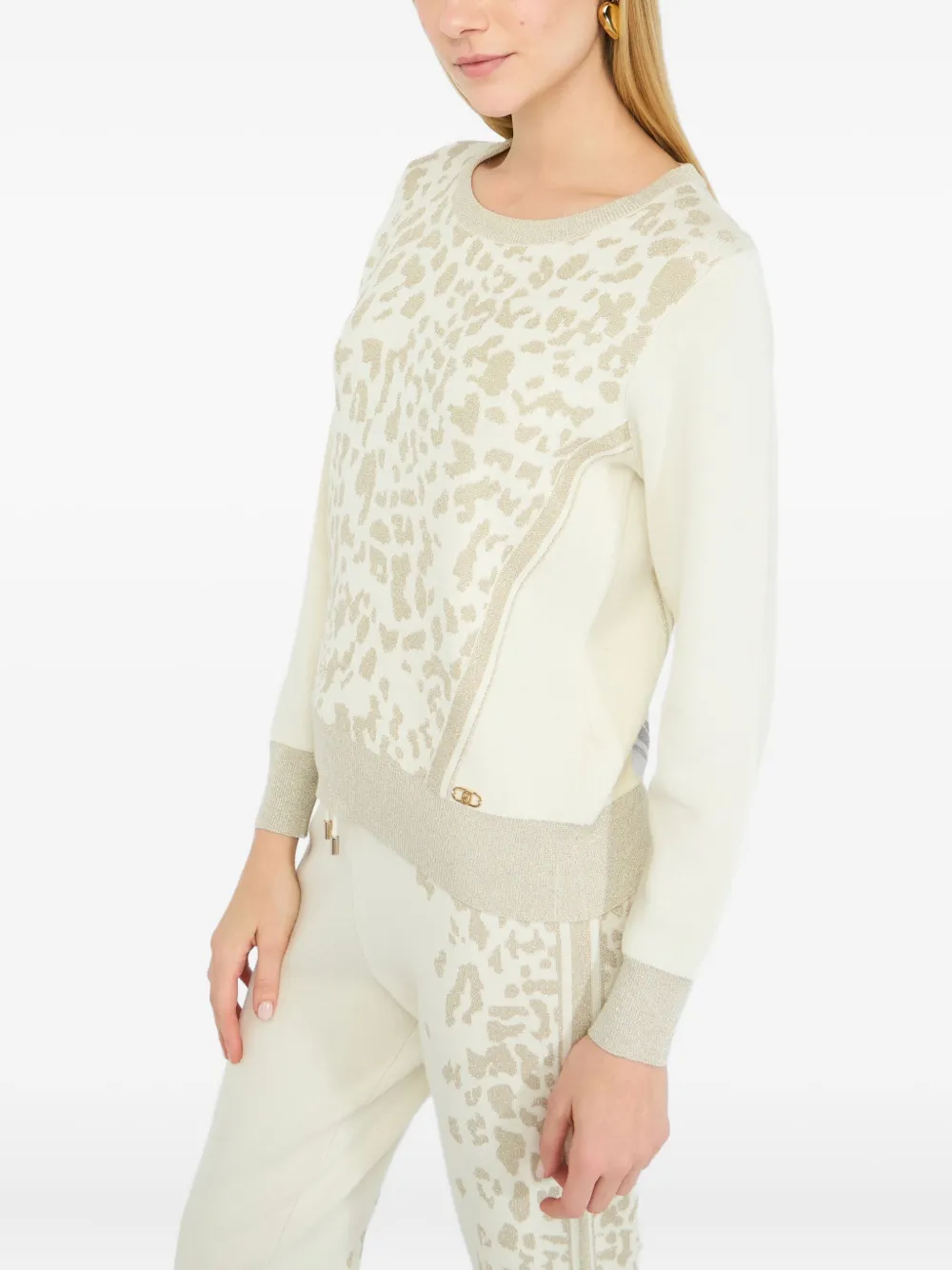 LIU JO Trui met dierenprint en jacquard Wit