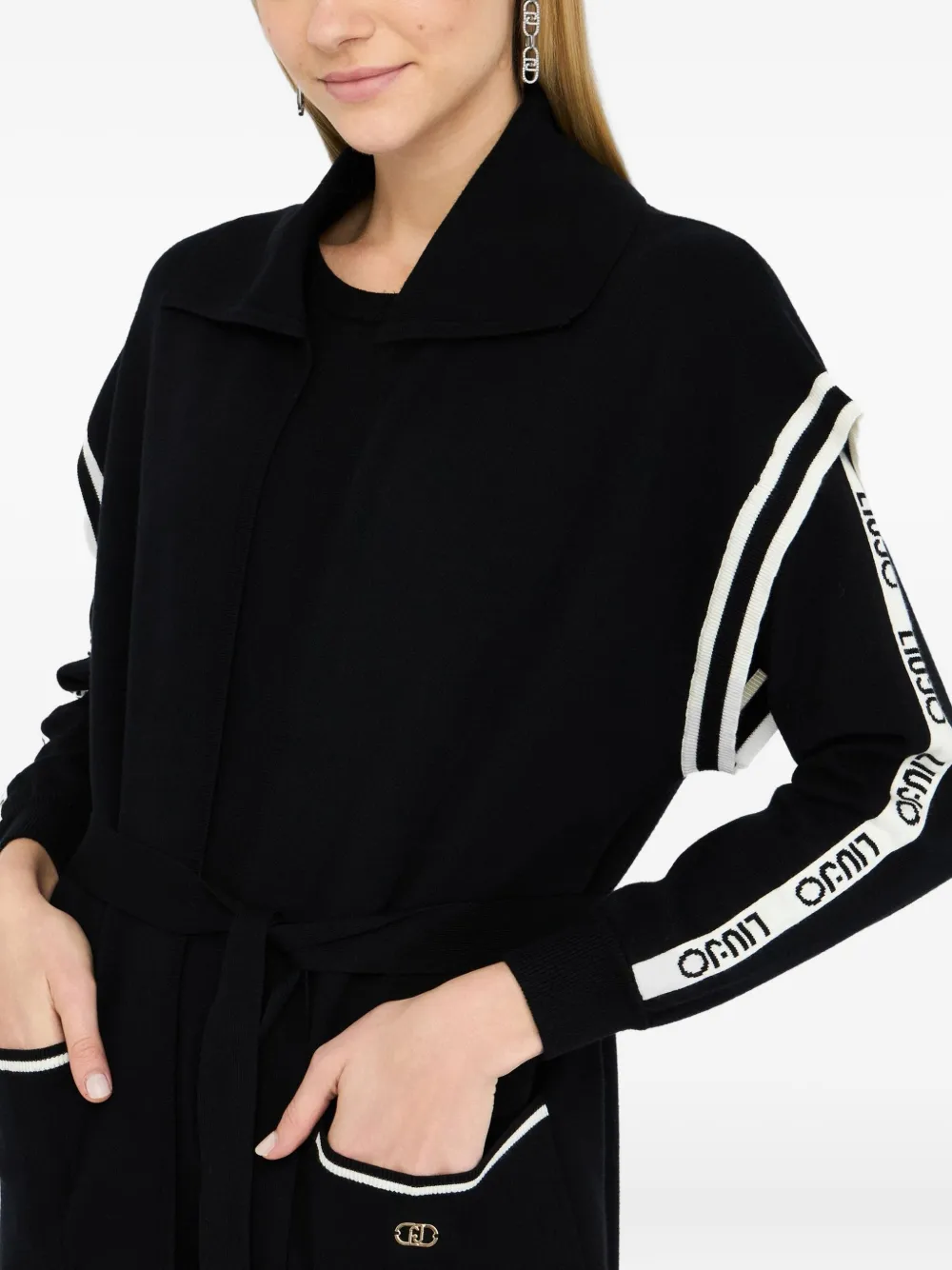 LIU JO logo-detail belted midi dress Zwart