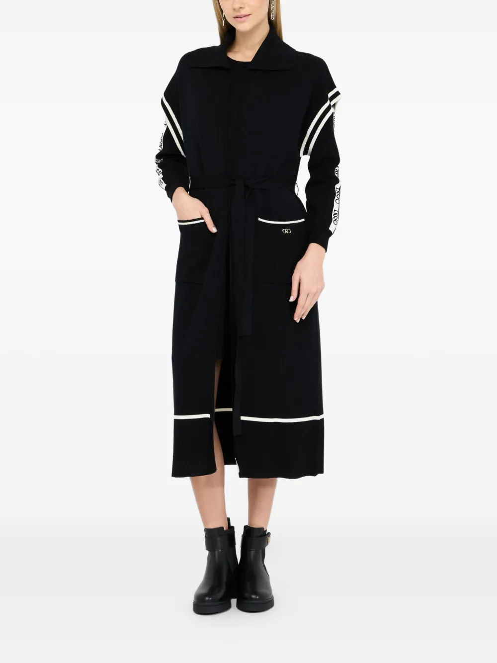 LIU JO logo-detail belted midi dress Zwart