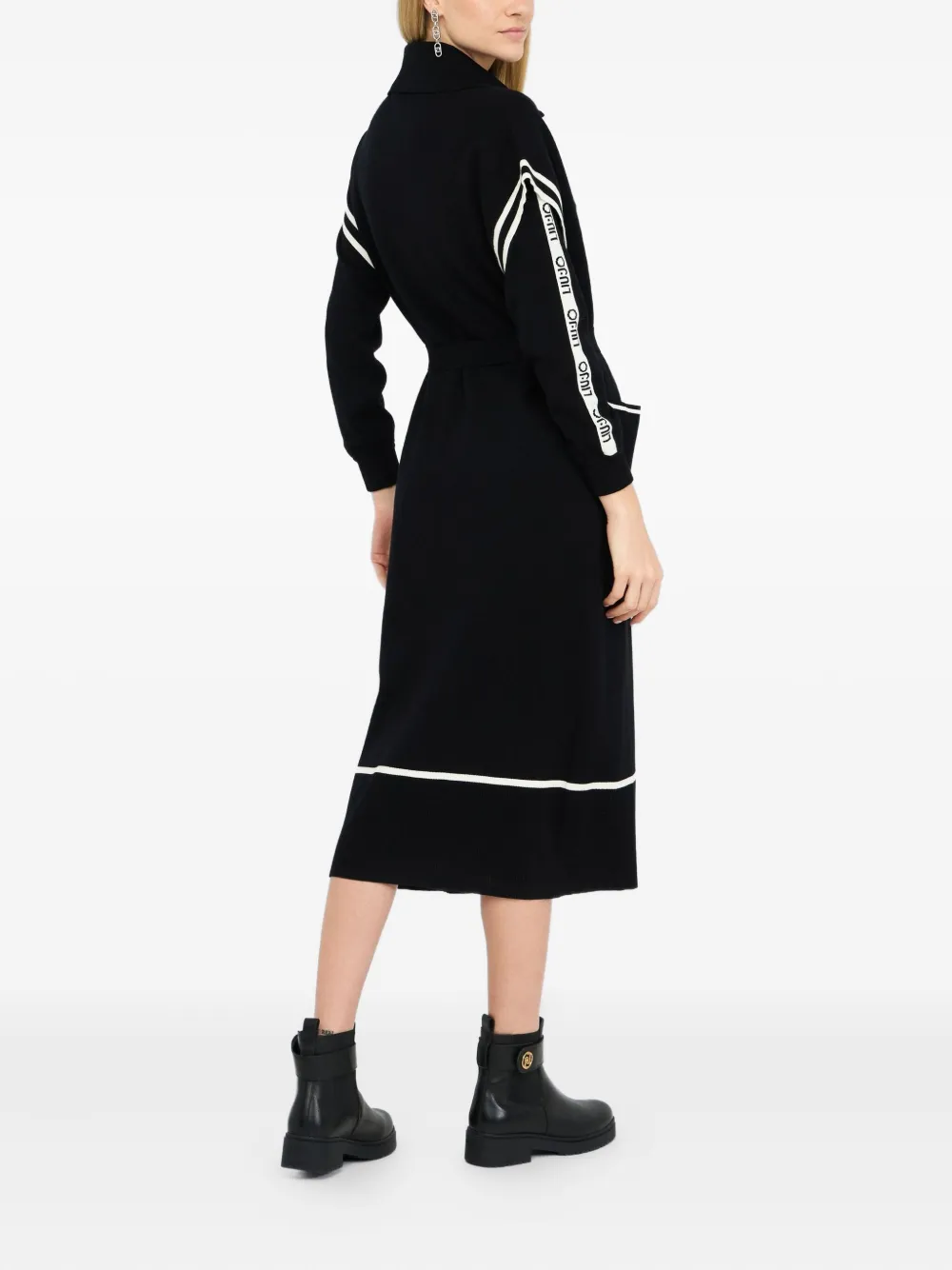 LIU JO logo-detail belted midi dress Zwart