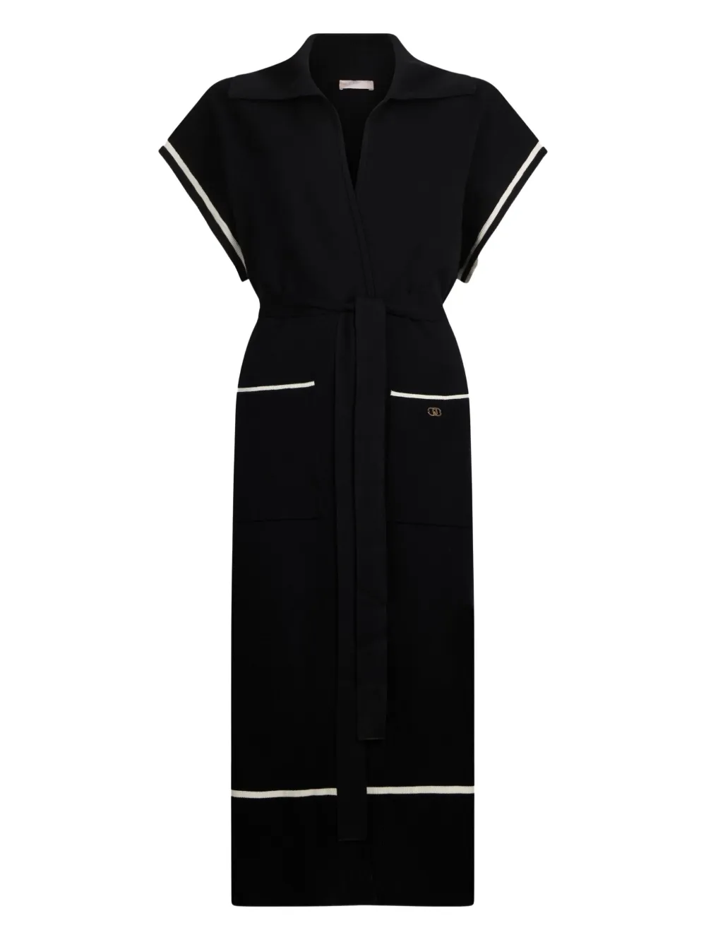 LIU JO logo-detail belted midi dress Zwart
