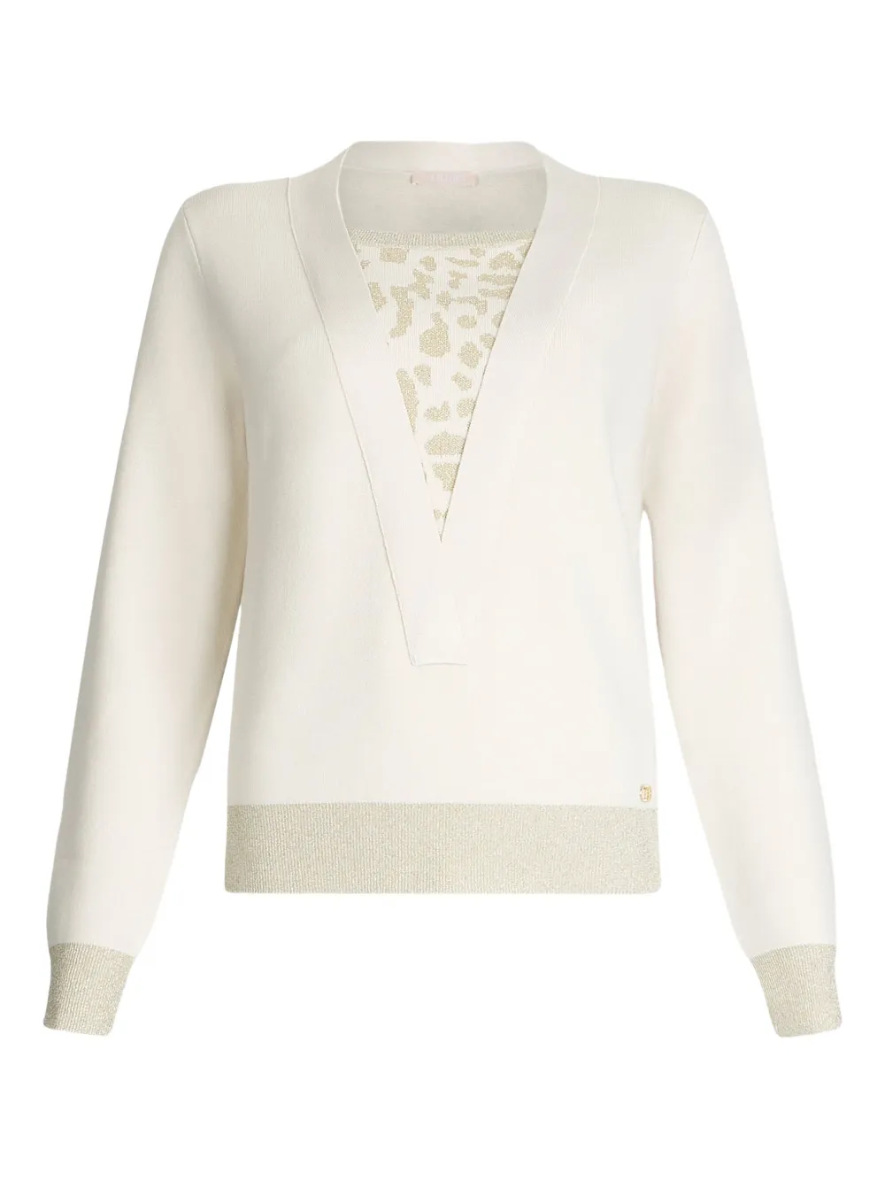 LIU JO animal-print V-neck sweater - ホワイト LIU JO animal-print V-neck sweater - ホワイト