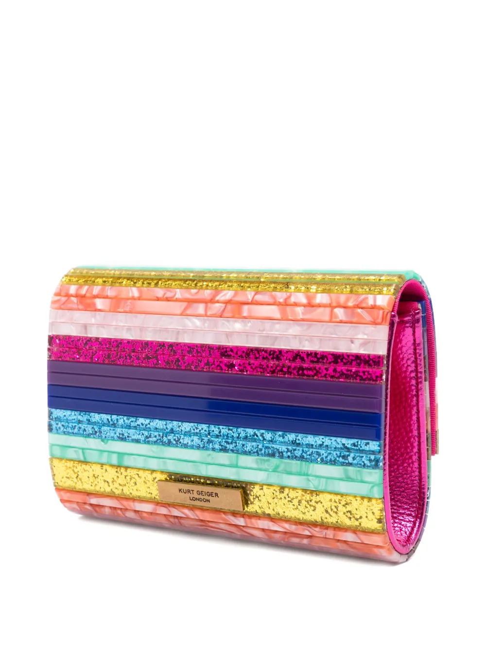 KG Kurt Geiger Party Eagle gestreepte clutch - Roze