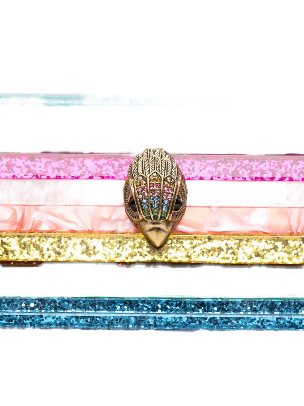 KG Kurt Geiger Party Eagle gestreepte clutch Roze