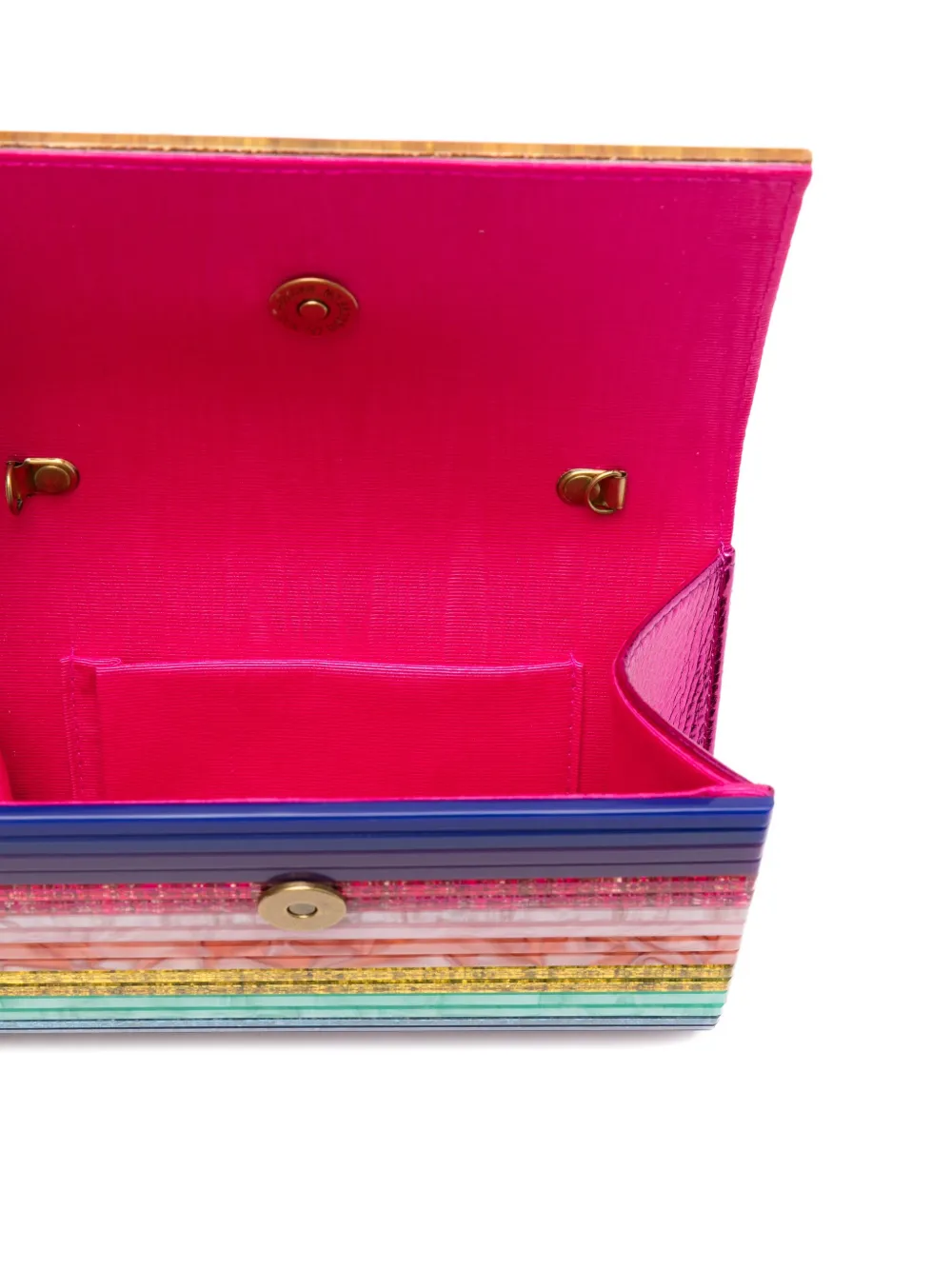 KG Kurt Geiger Party Eagle gestreepte clutch Roze