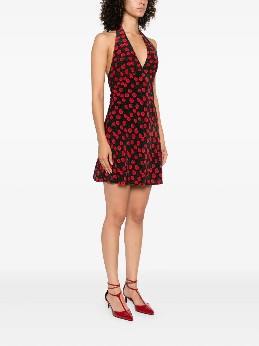 STAUD Lucca tomato-print mini dress Zwart
