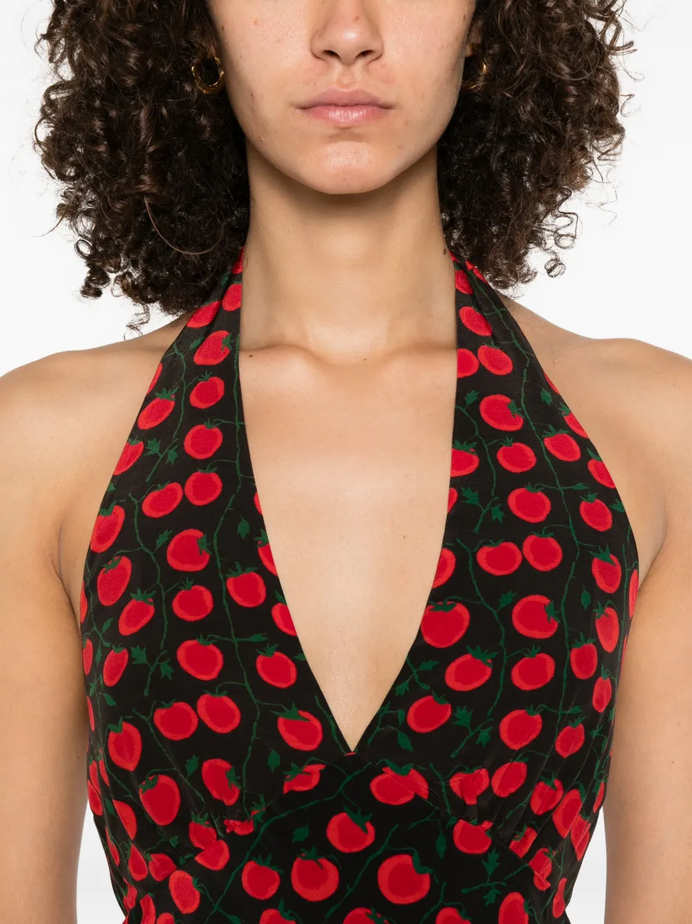 STAUD Lucca tomato-print mini dress Zwart