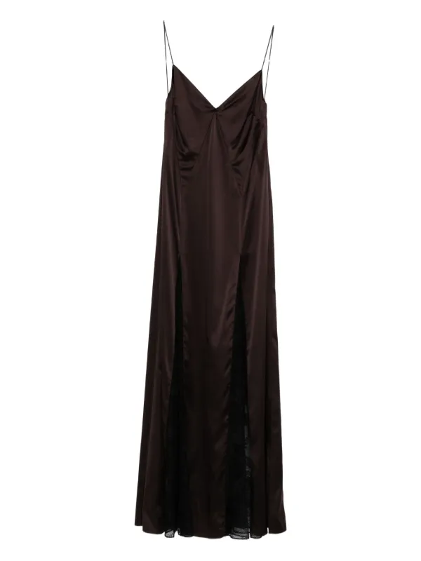 STAUD Trinity lace-insert Maxi Dress | Brown | FARFETCH