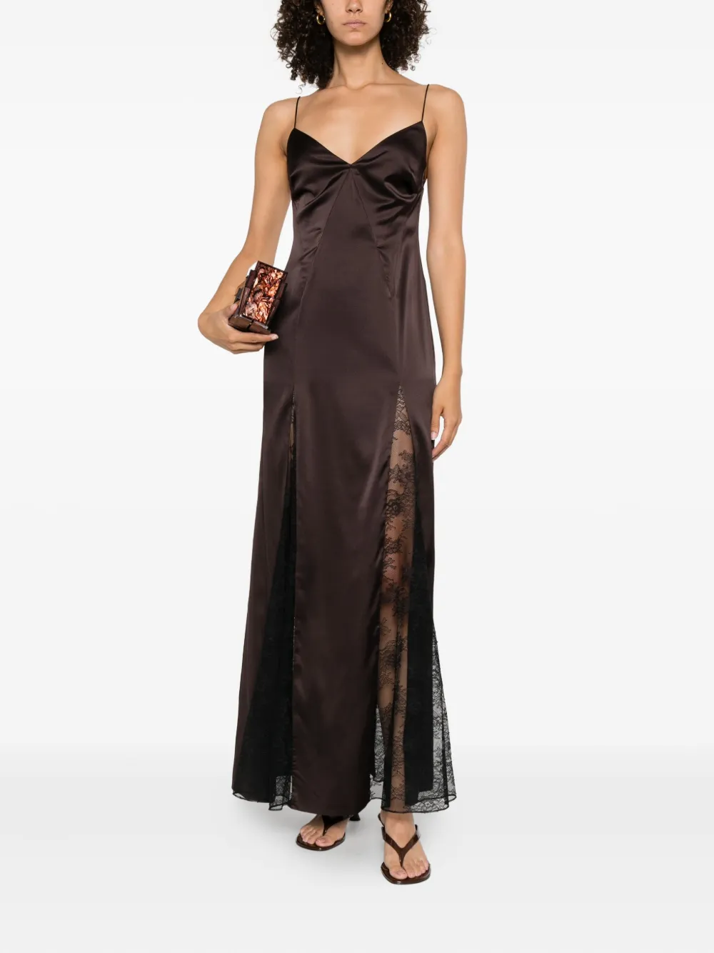 STAUD Trinity lace-insert maxi dress Bruin