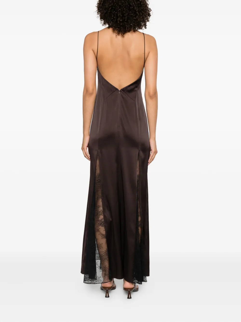 STAUD Trinity lace-insert maxi dress Bruin