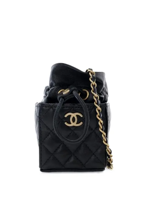 CHANEL Pre-Owned 2021 Mini Quilted Calfskin Drawstring bucket bag