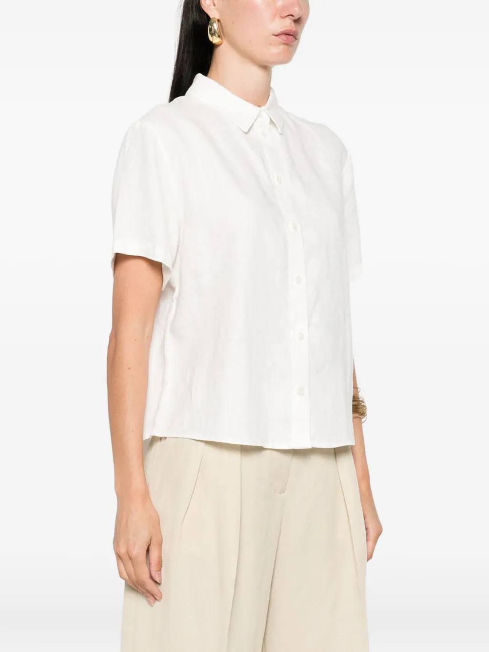 SAMSOE Button-down linnen top Wit