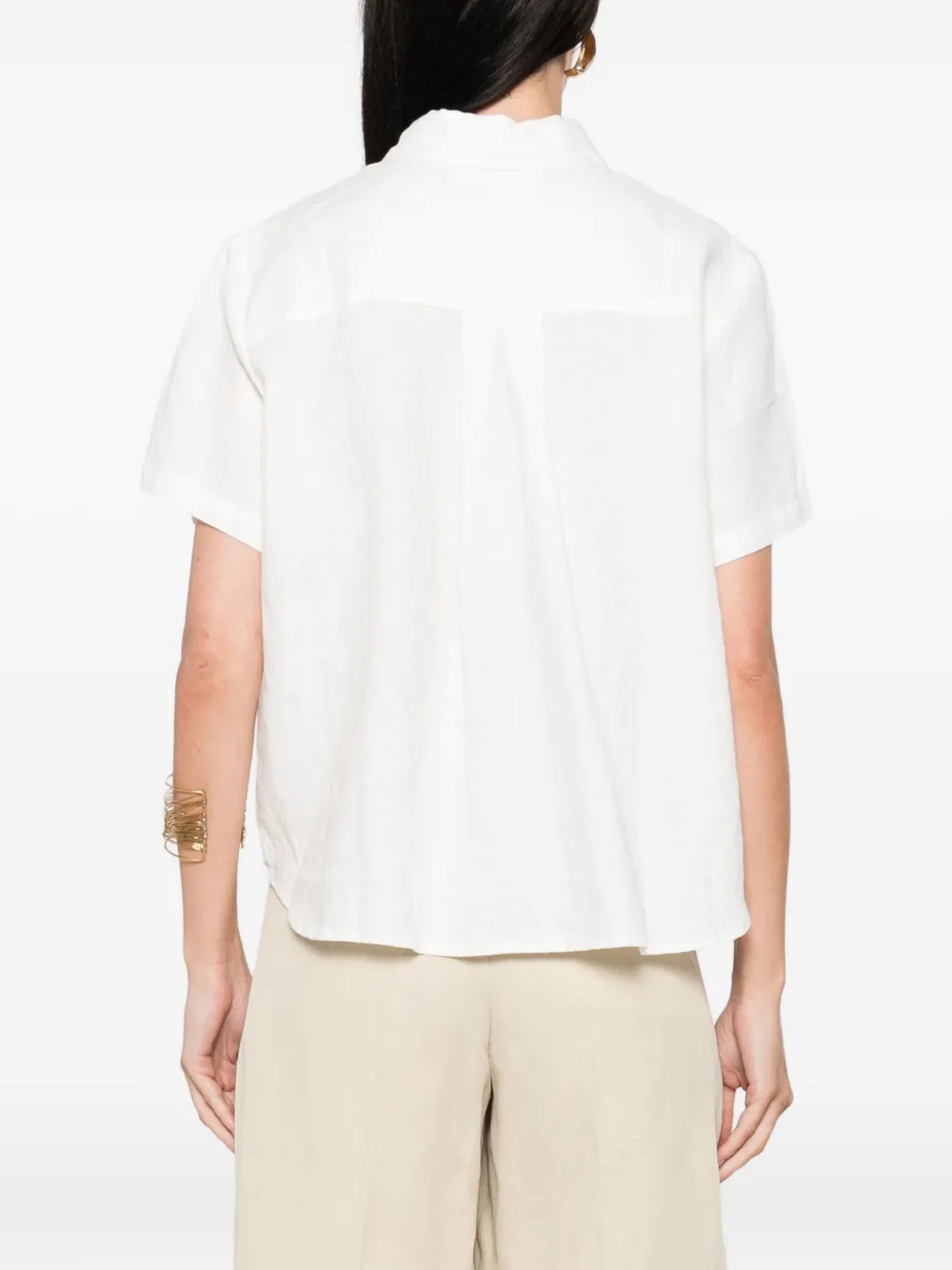 SAMSOE Button-down linnen top Wit