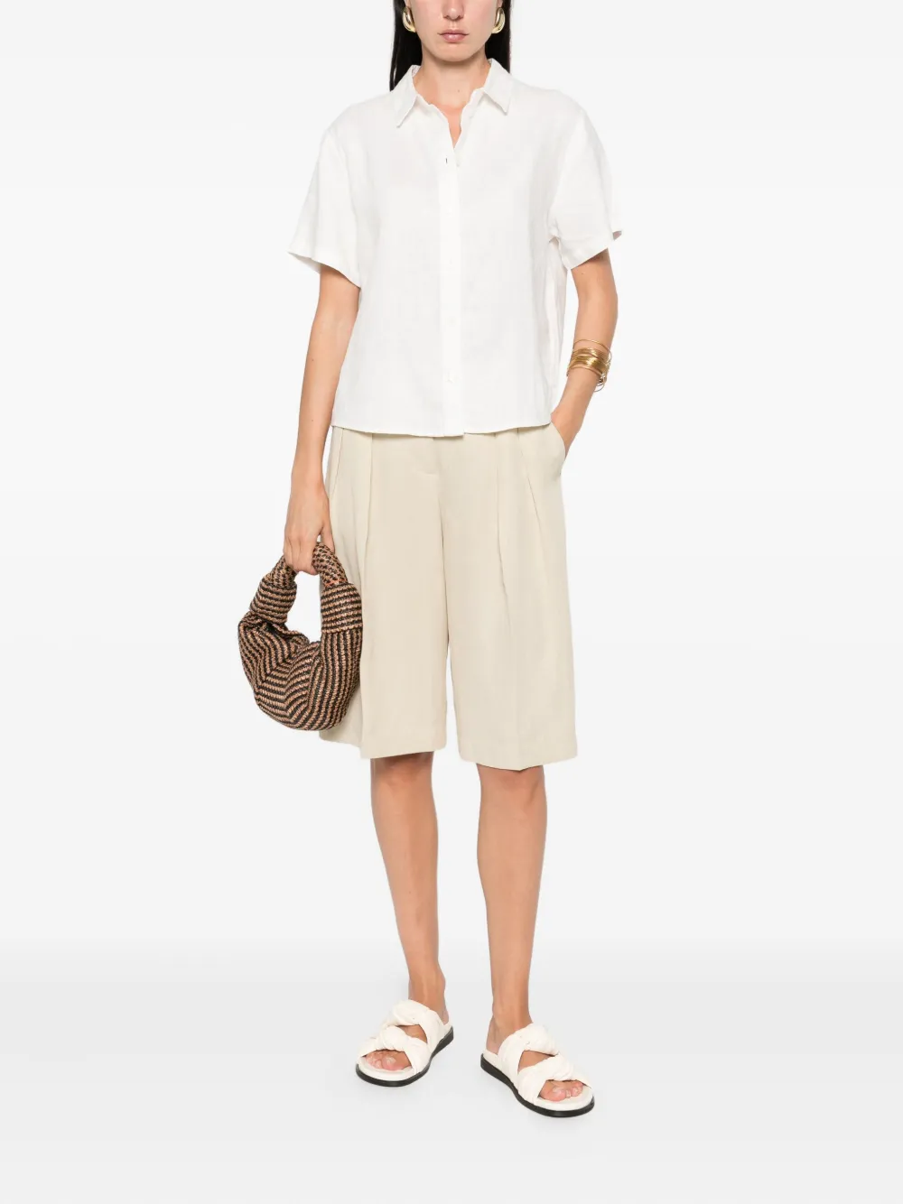 SAMSOE Button-down linnen top Wit
