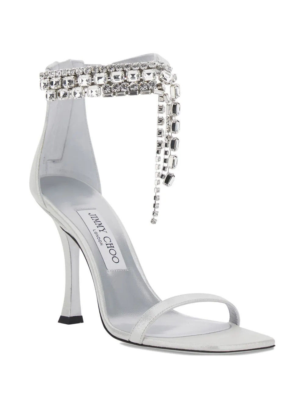 Jimmy Choo 100mm Verity crystal-embellished sandals Silver