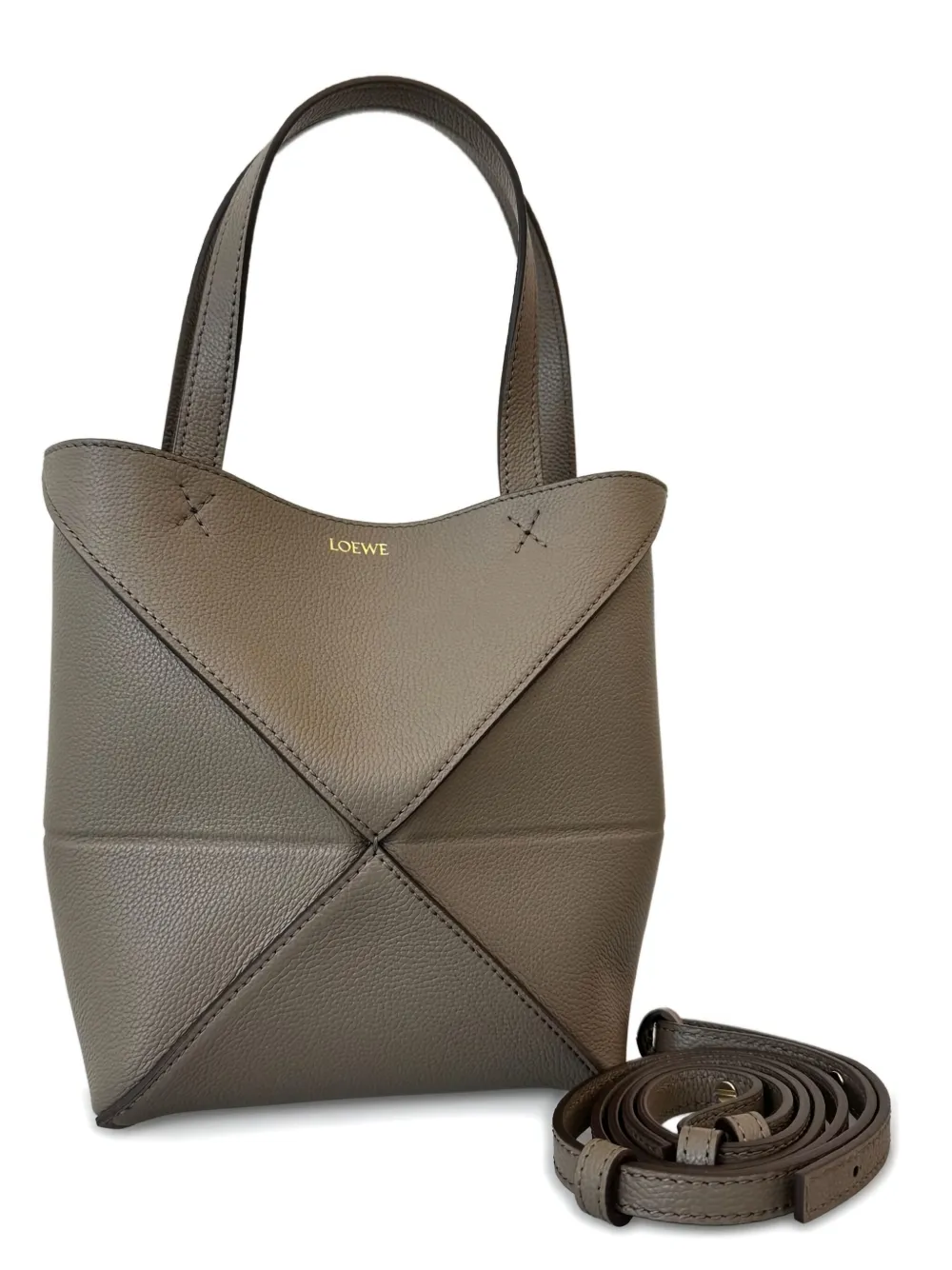 Loewe Mini Puzzle Fold Cross Body Bag In Neutral