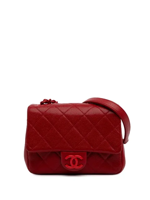 CHANEL Pre-Owned 2019 미니 스퀘어 캐비어 인코그니토 플랩 크로스 백