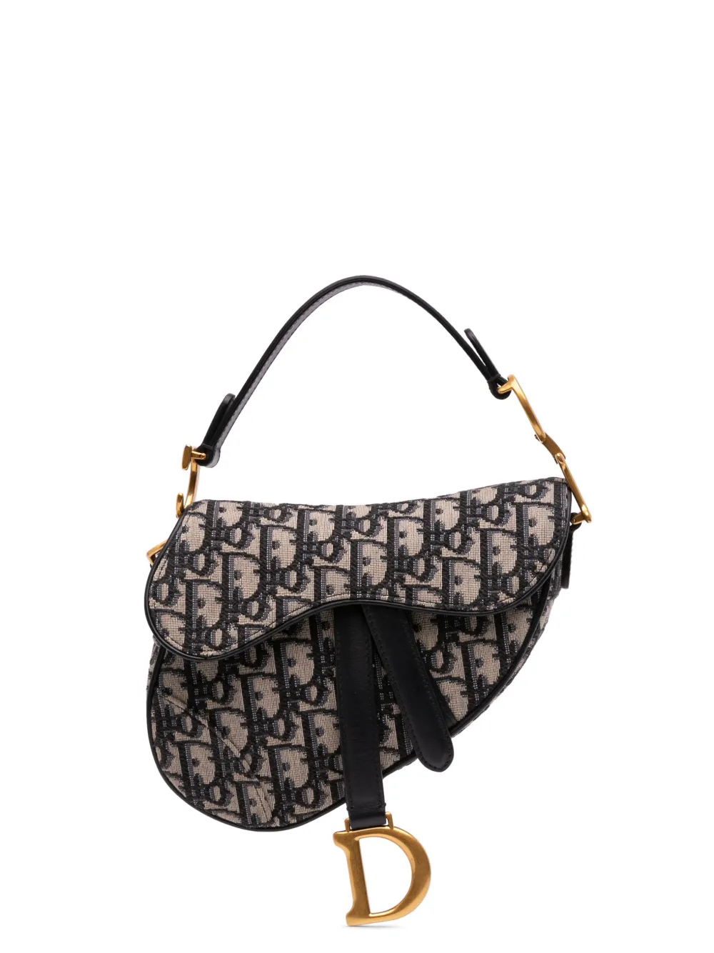 Christian Dior Pre-Owned 2020 Mini Oblique Canvas Saddle Bag satchel | Blue | Image 1