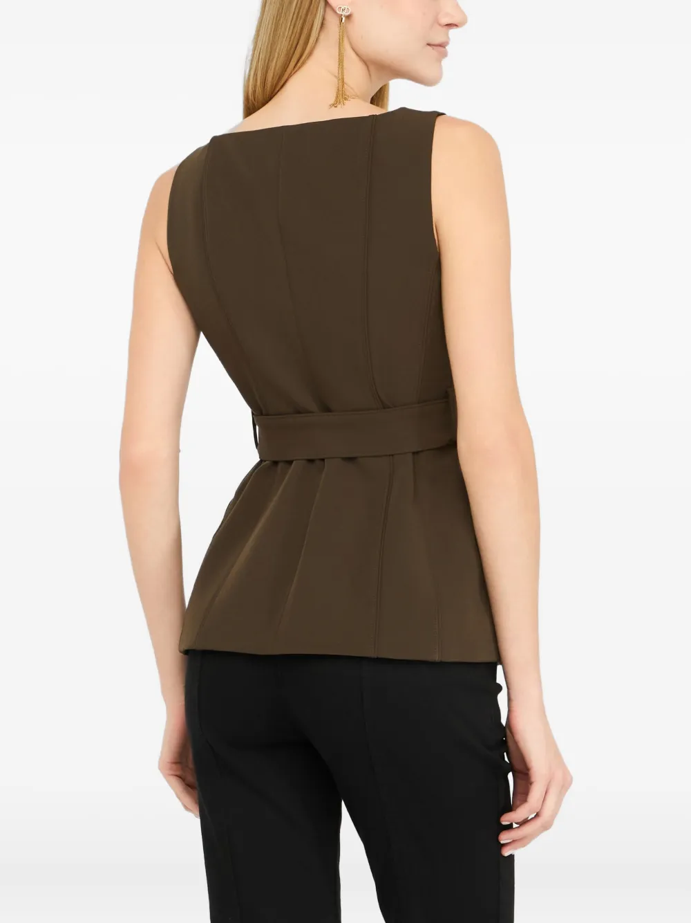 LIU JO Gilet met sweetheart hals en ceintuur Groen