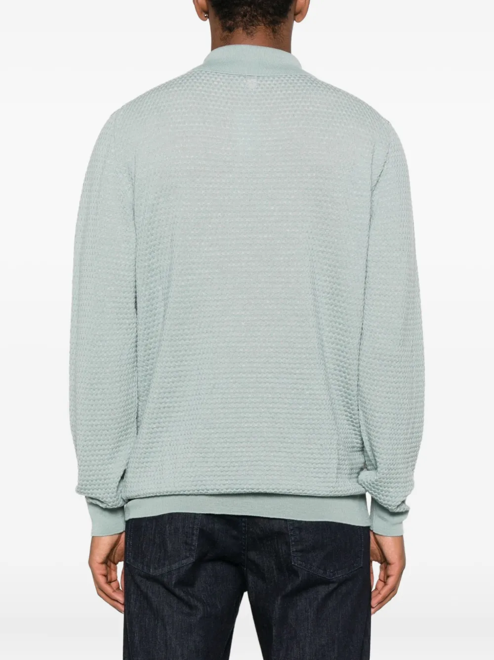 Canali Poloshirt met hals met rits Groen