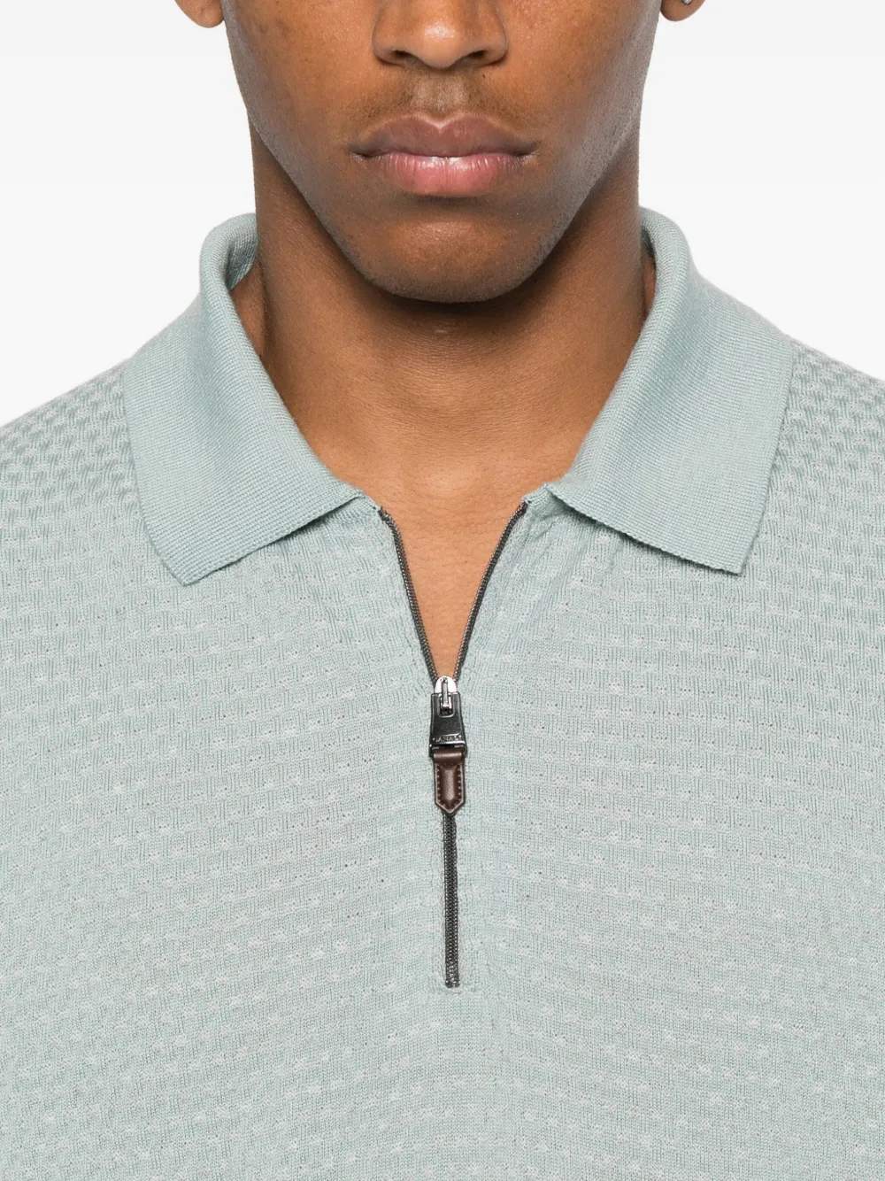 Canali Poloshirt met hals met rits Groen