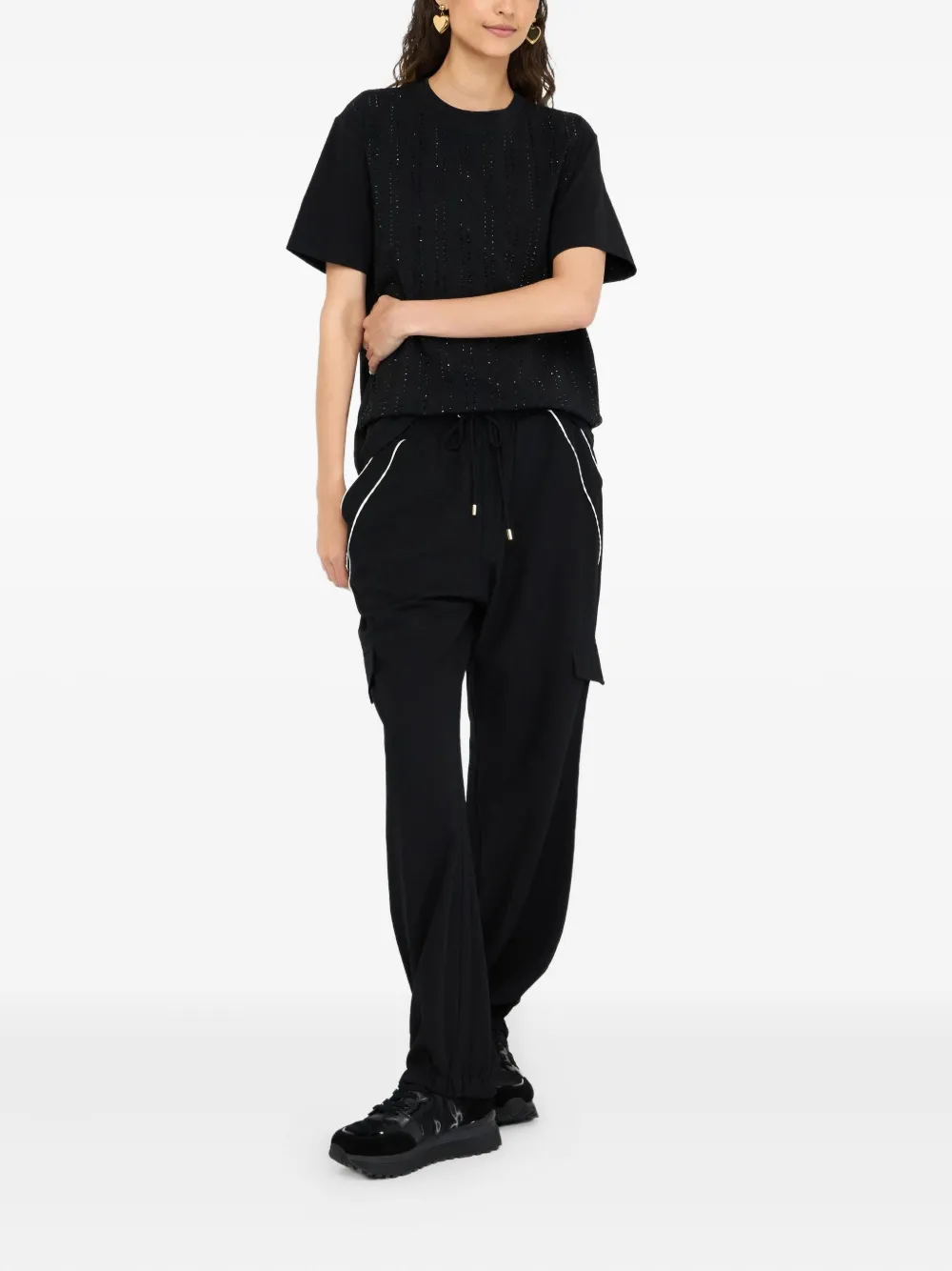 LIU JO T-shirt verfraaid met studs en ronde hals Zwart