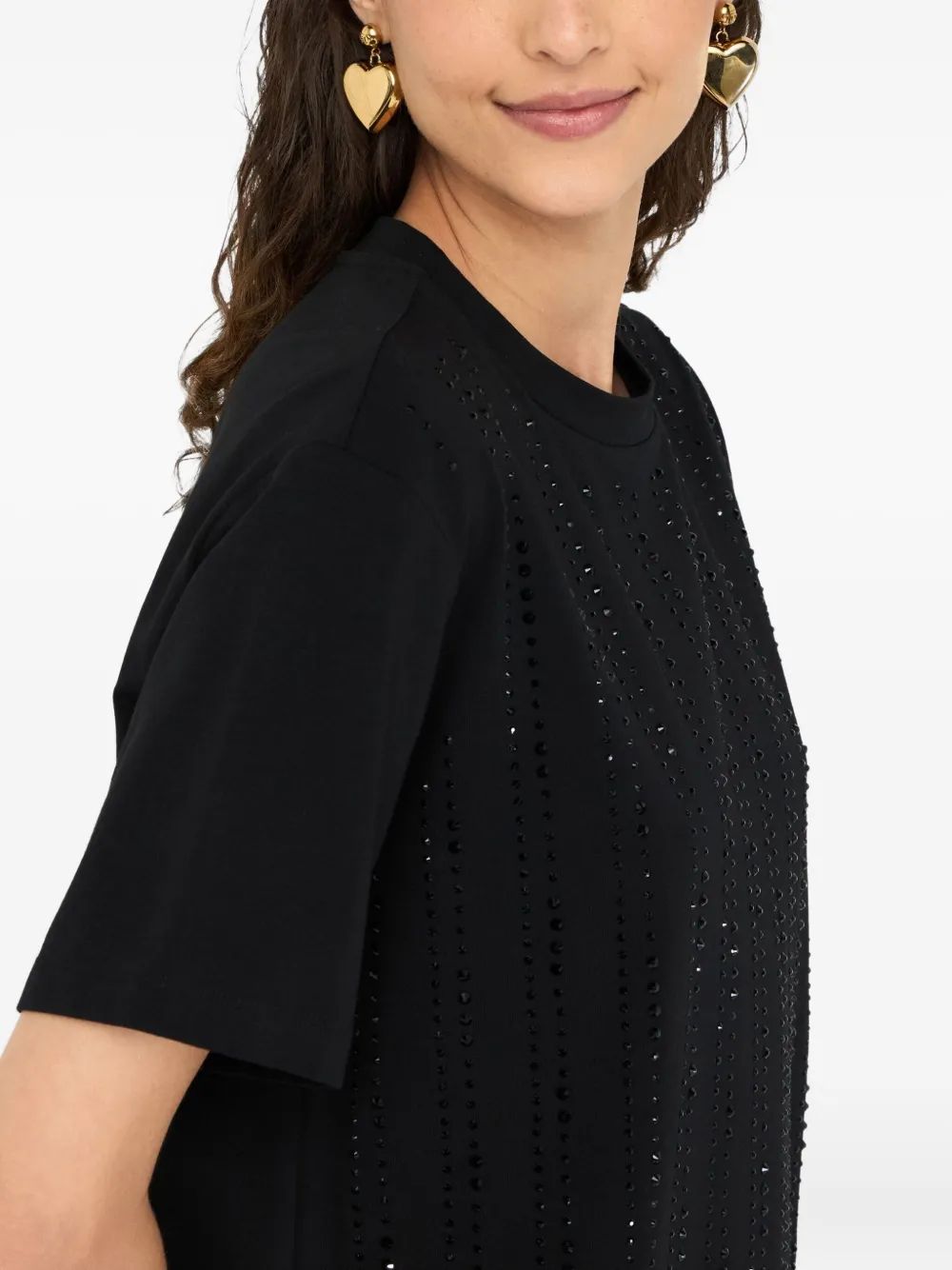 LIU JO T-shirt verfraaid met studs en ronde hals Zwart