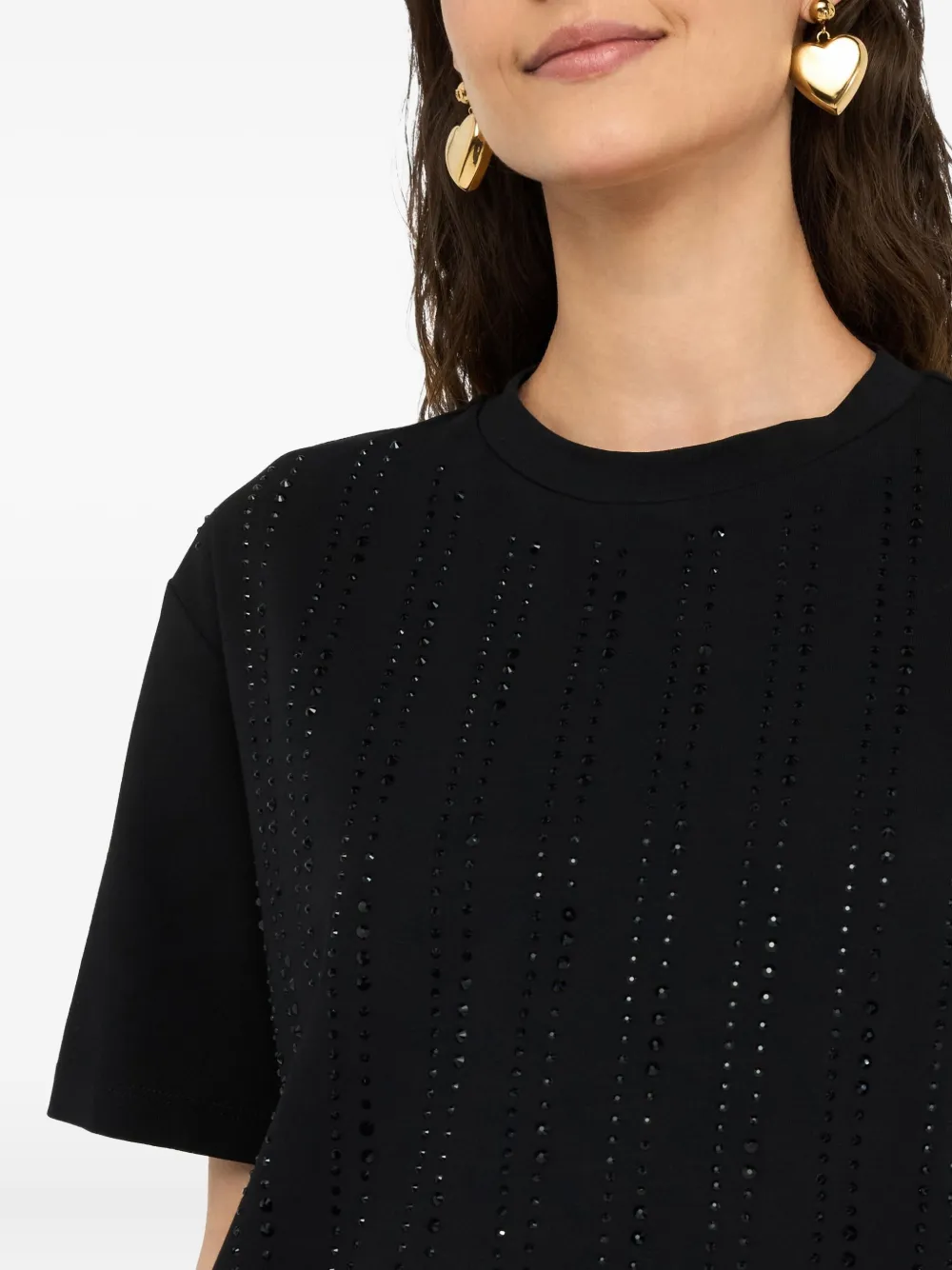 LIU JO T-shirt verfraaid met studs en ronde hals Zwart