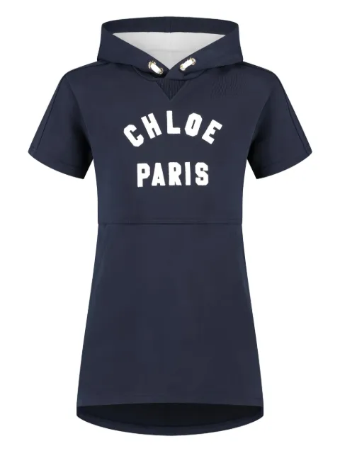 Chloé Kids Vestido mangas curtas com capuz