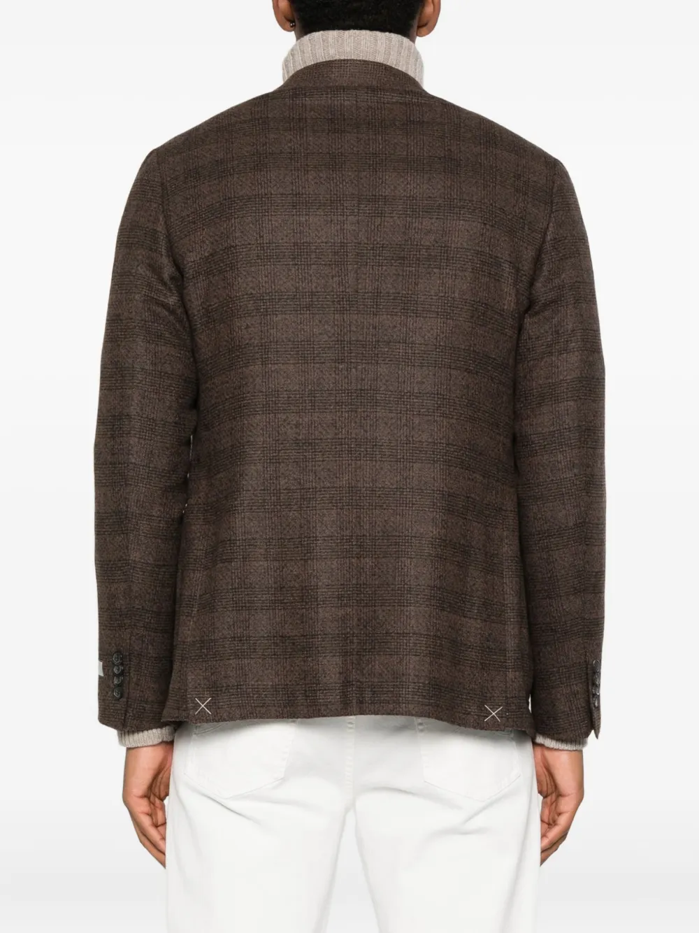 Canali Doppelreihiges Sakko Mit Karo In Brown