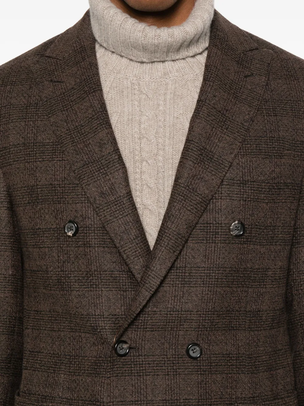 Canali Doppelreihiges Sakko Mit Karo In Brown