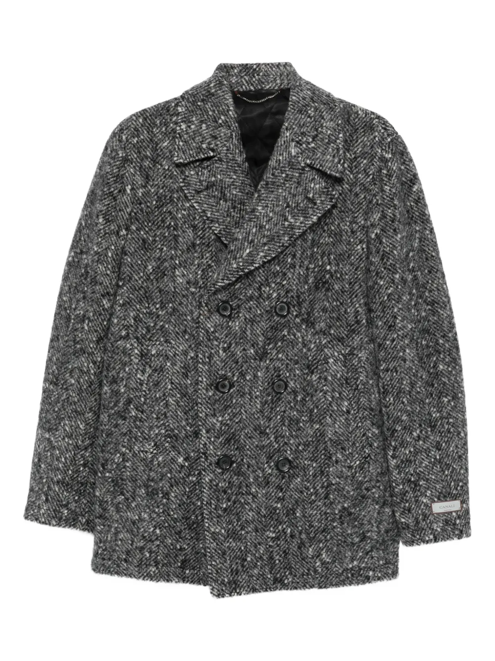 Canali double-breasted herringbone coat | Grey | Image 1