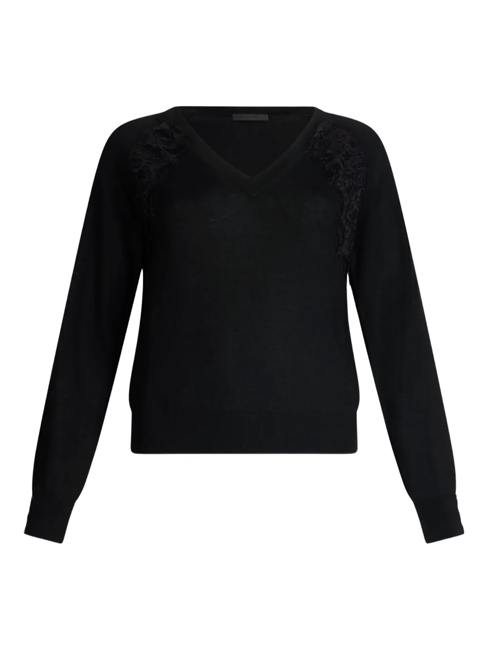 Liu •jo Wool Jumper With Lace In Black