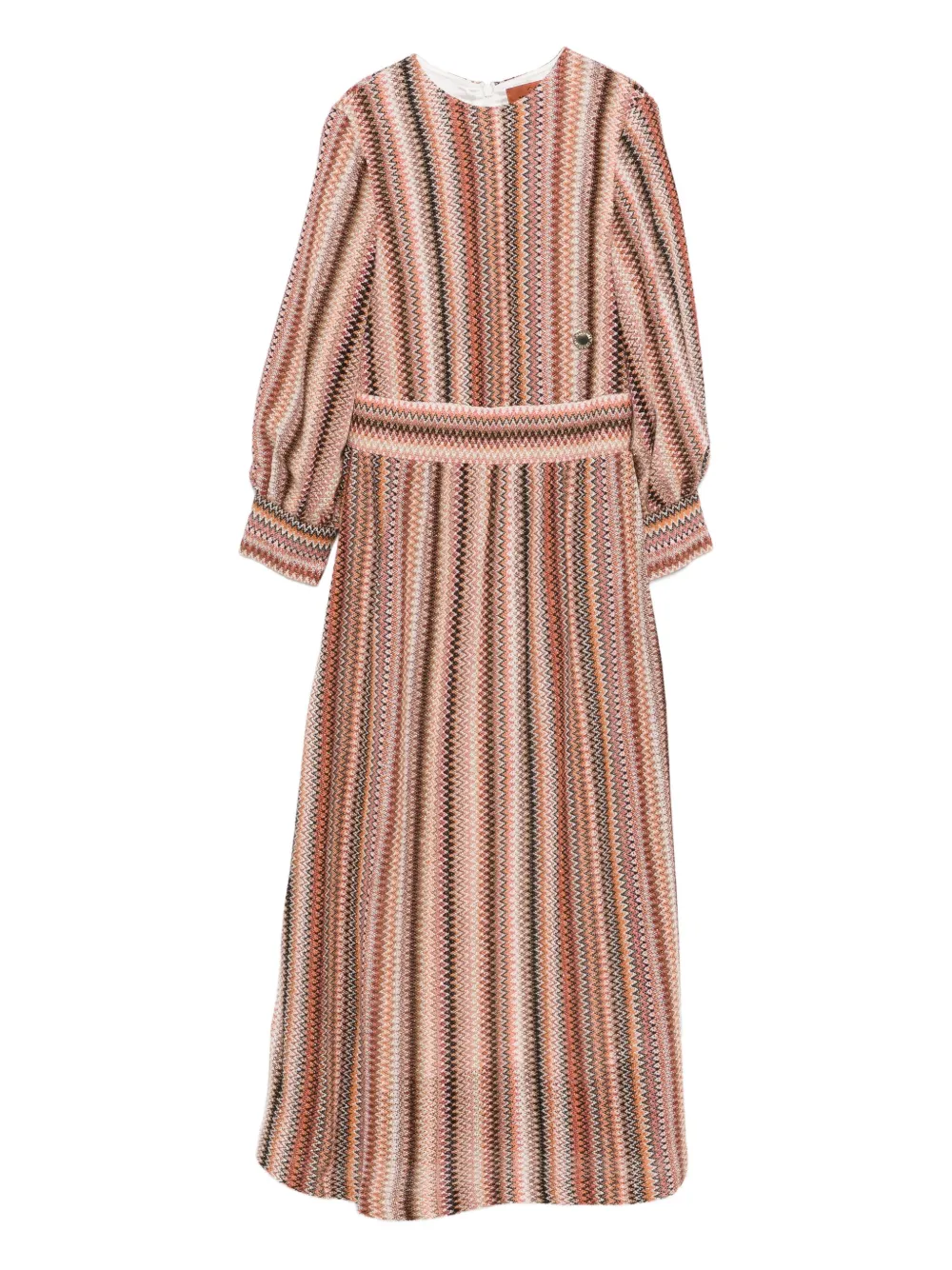 Missoni Kids Jurk met pofmouwen en chevron patroon Bruin