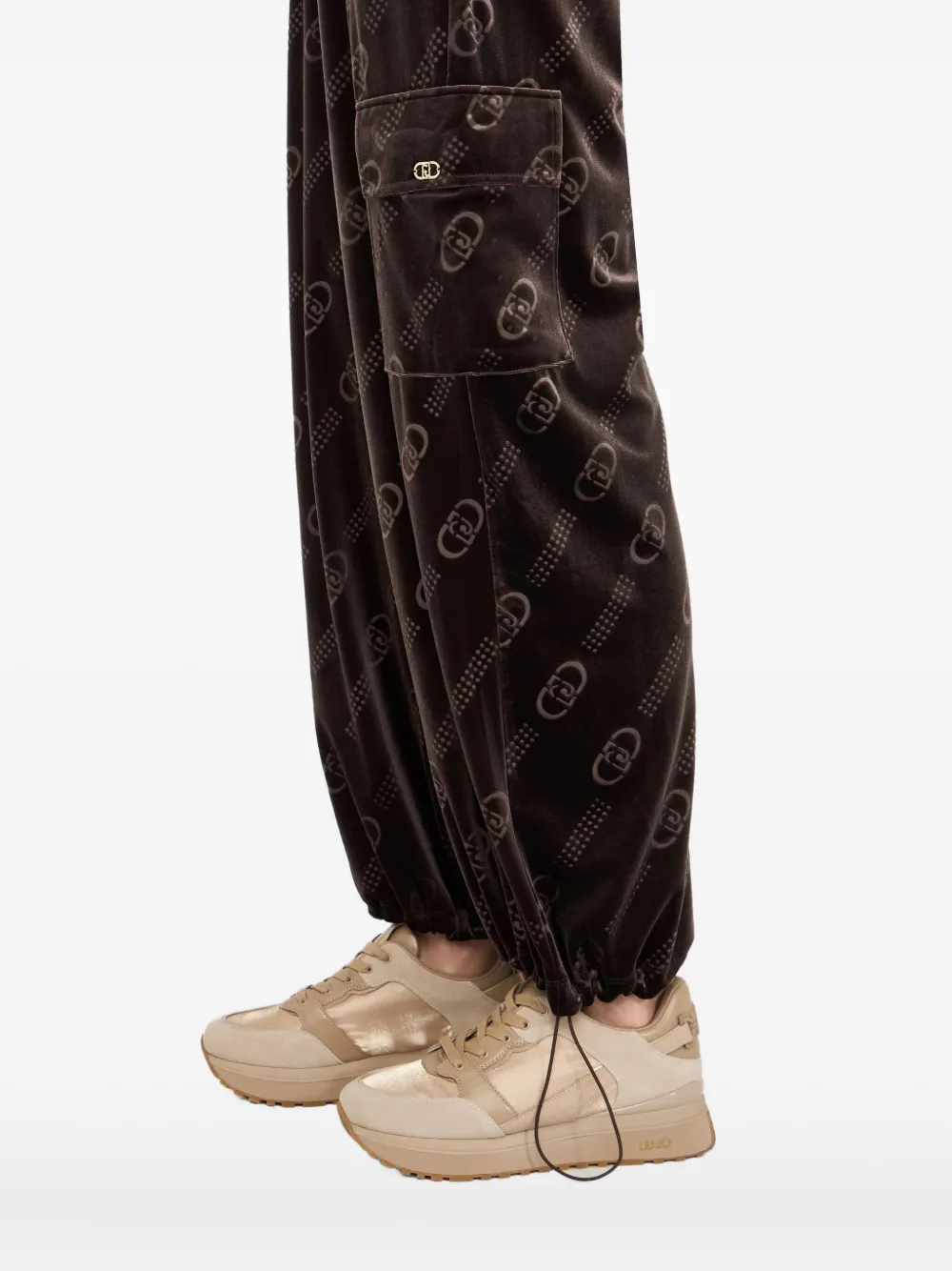LIU JO Broek met elastische manchetten en logopatroon Bruin
