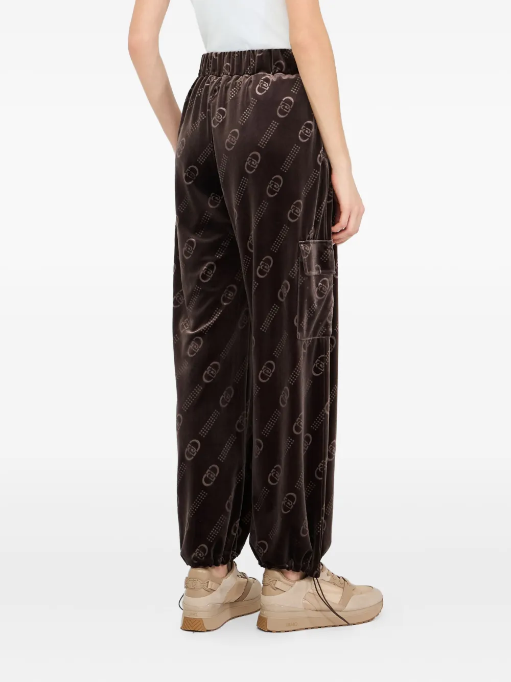 LIU JO Broek met elastische manchetten en logopatroon Bruin