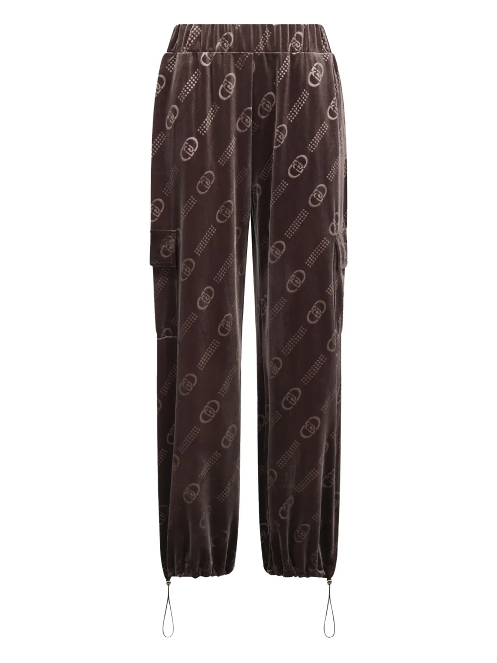LIU JO logo-pattern elastic-cuff trousers - ブラウン LIU JO logo-pattern elastic-cuff trousers - ブラウン