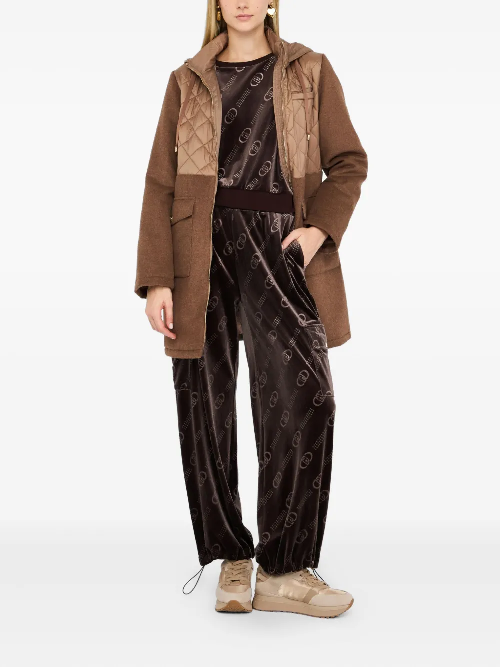 LIU JO Broek met elastische manchetten en logopatroon Bruin
