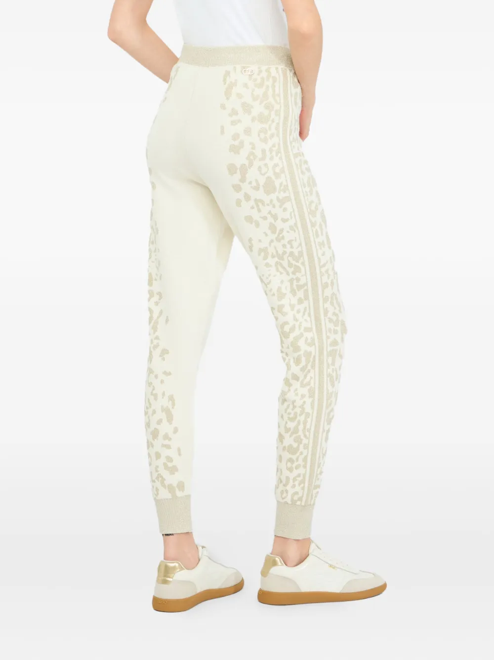 LIU JO Broek met elastische cuffs en dierenprint Wit